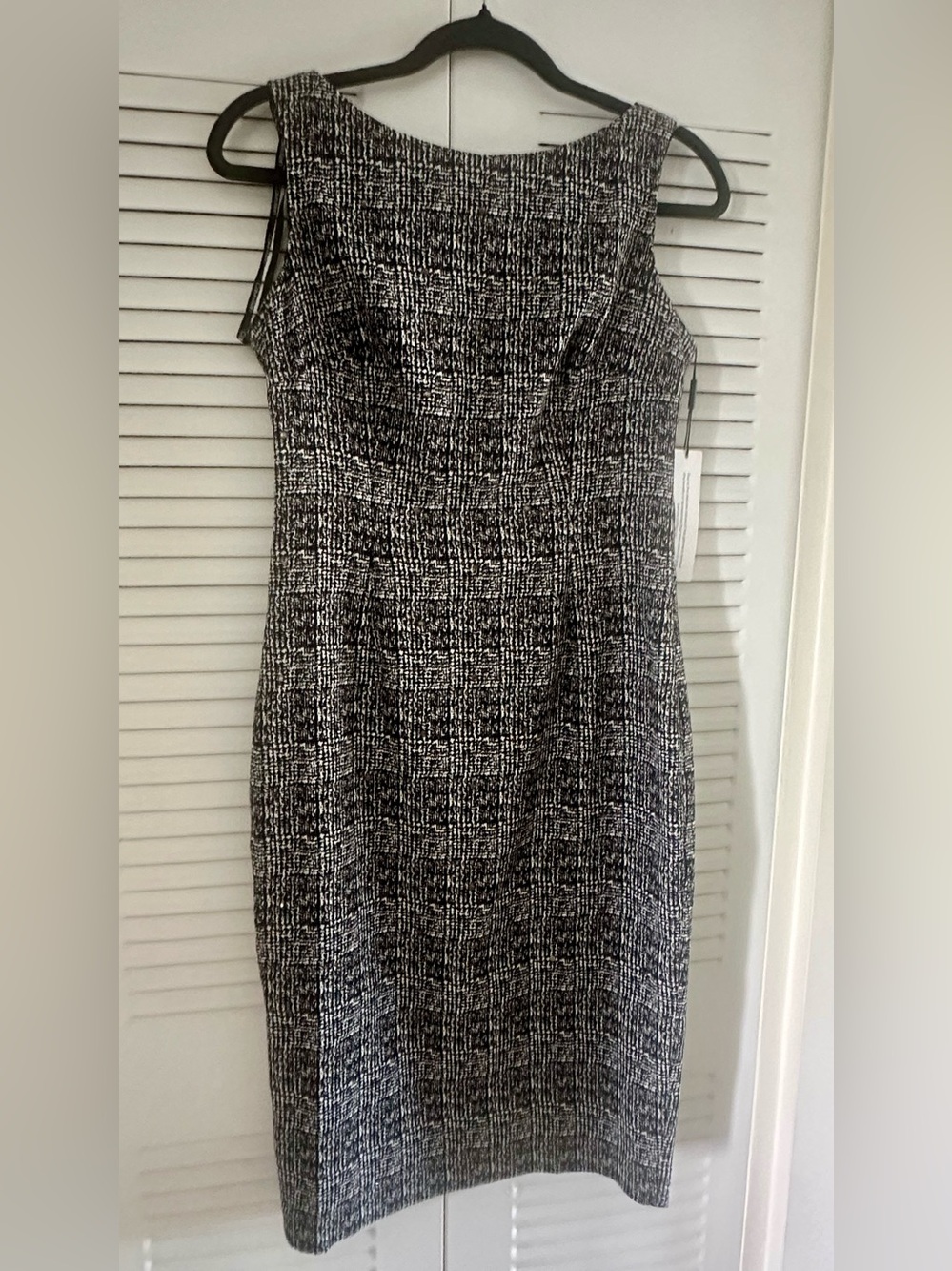Calvin Klein Black and White Textured Midi Dress